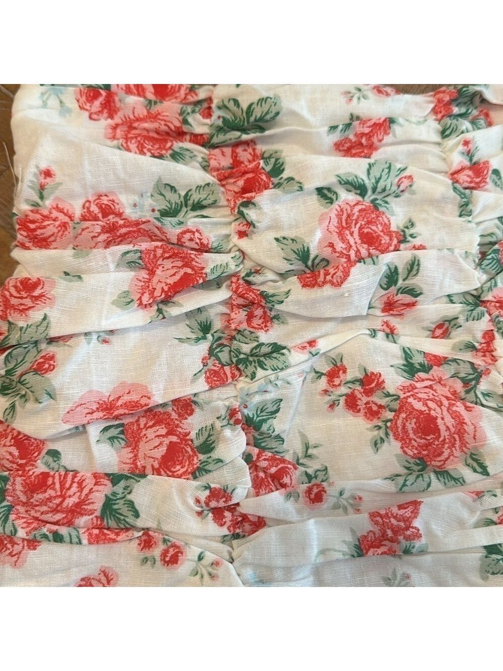 Endless Rose Revolve Linen Ruched Draped Ruffle Hem Mini Skirt - Picture 13 of 16